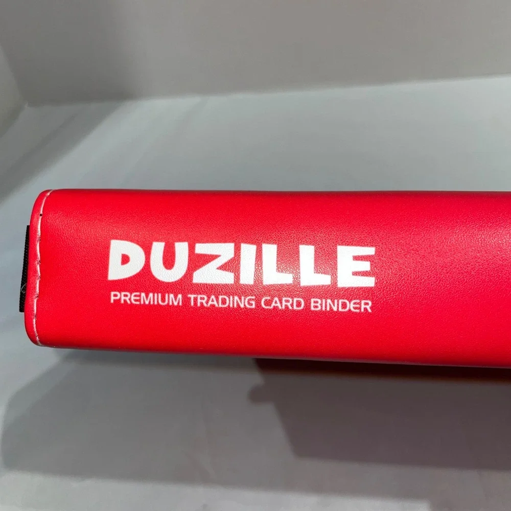 Duzille Premium Trading Card Binder Red Lightning Bolt Zippered 3 Ring Folder